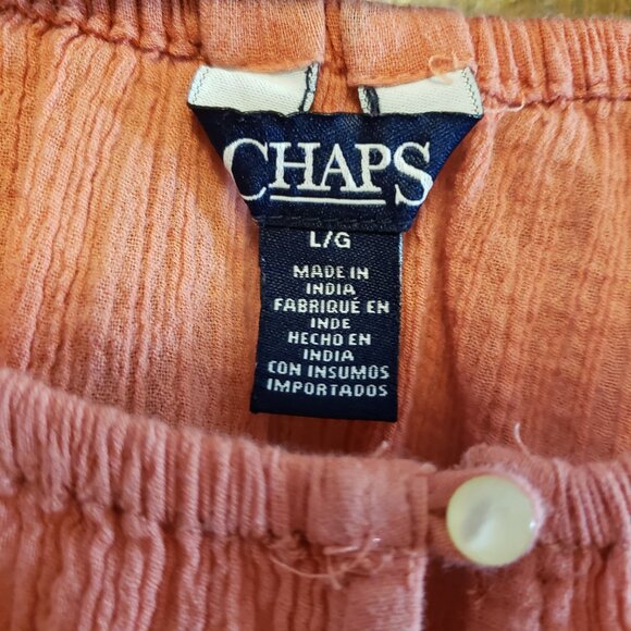 Chaps Cotton Gauze Embroidered Boho Peasant Blouse - Picture 5 of 6